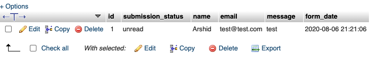 Ninja forms mysql table