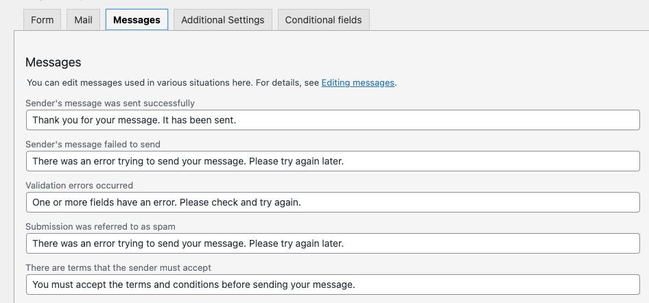 Contact form 7 custom error messages